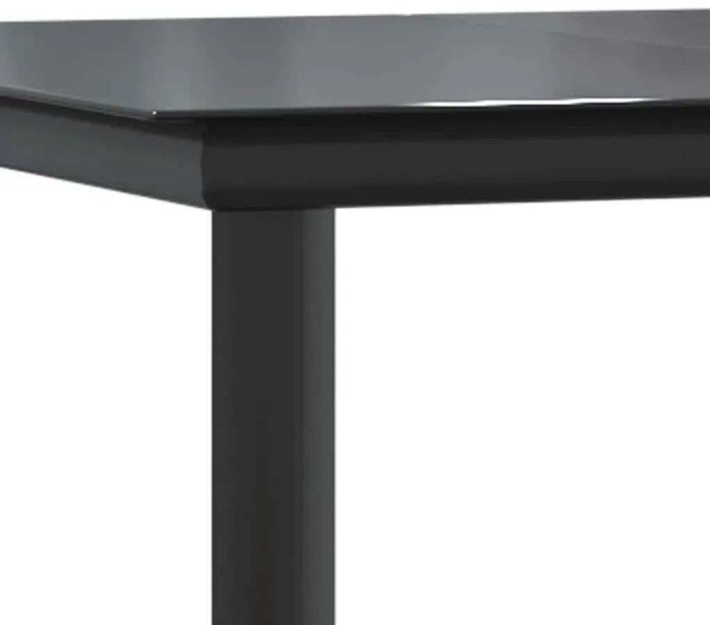 Conjunto de jantar jardim 9 peças almofadas vidro vime PE preto
