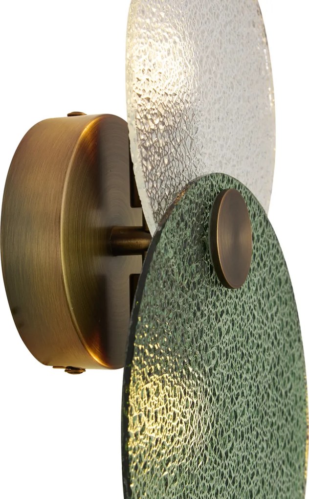 Candeeiro de Parede Art Deco Bronze Escuro com Vidro Verde e Transparente 2 Luzes - Text