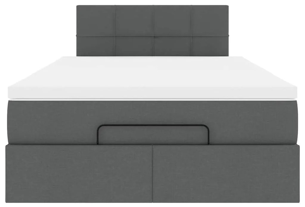 Cama otomana com colchão 120x200 cm tecido cinzento escuro