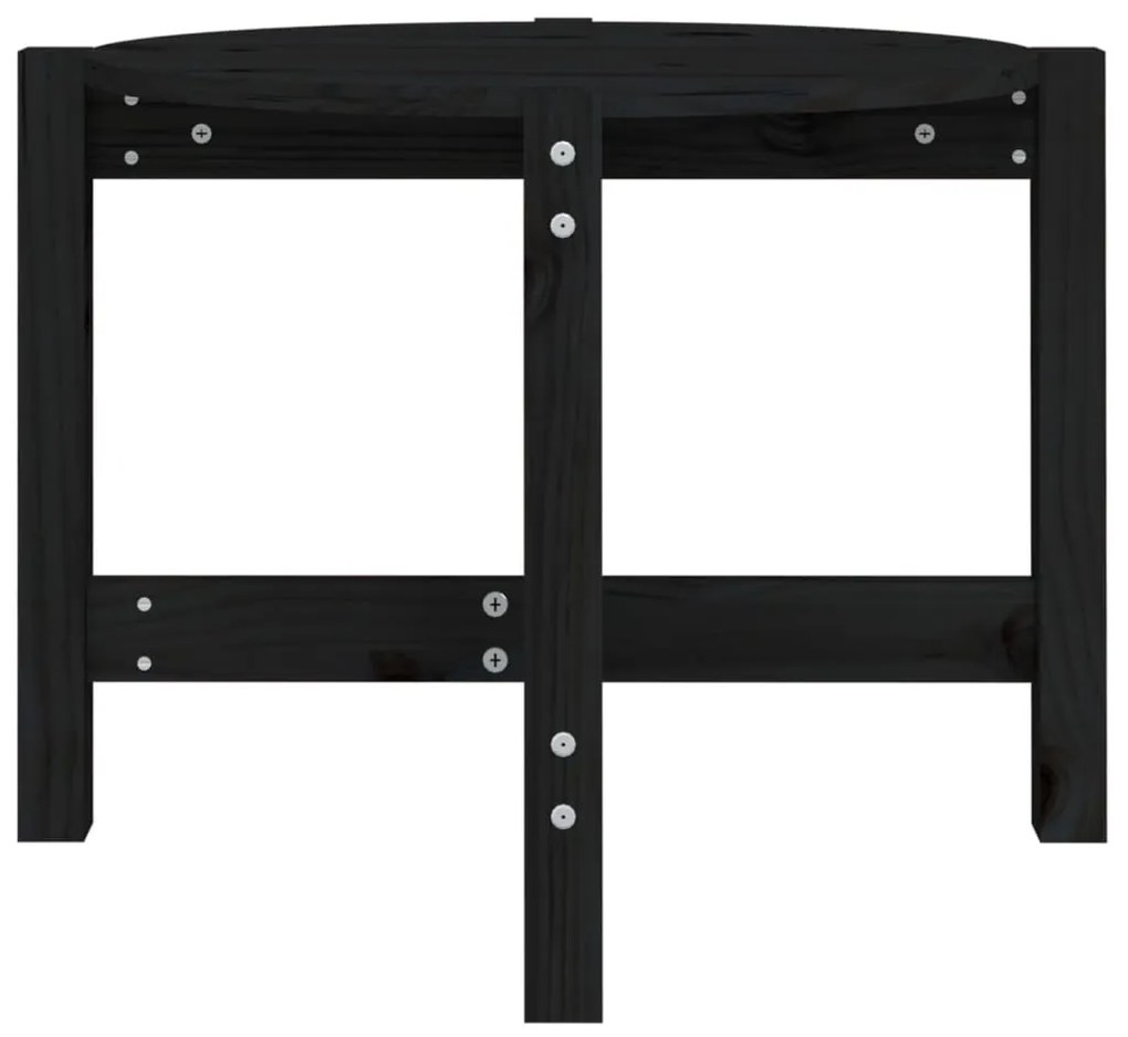 Mesa de centro Ø 62,5x45 cm madeira de pinho maciça preto