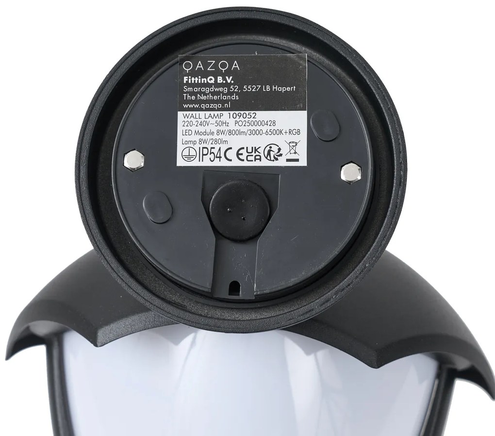 Aplique de parede inteligente para exterior preto com vidro opalino incluindo LED IP54 - Classica Clássico / Antigo