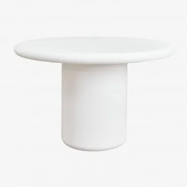 Mesa De Jardim Redonda Em Cimento Namara Ø120 Cm & Branco - Sklum