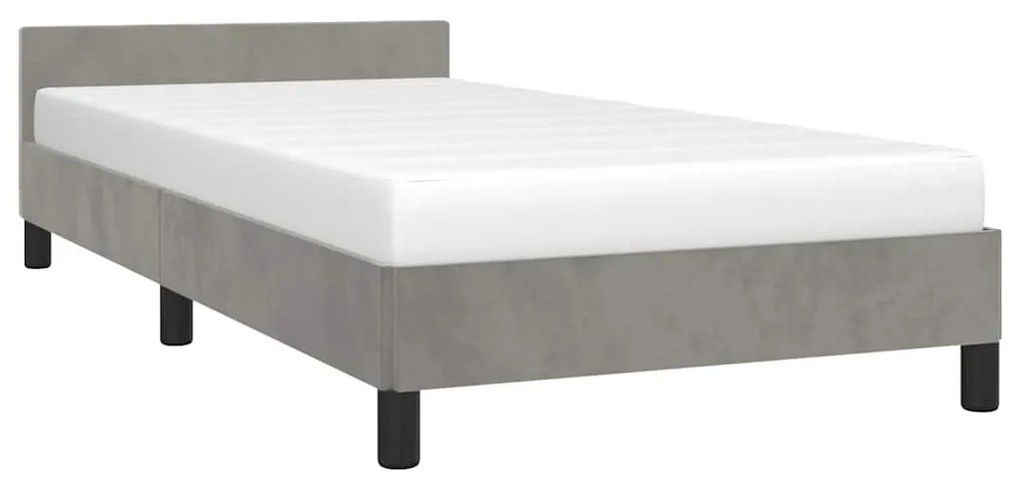 Estrutura de cama sem colchão 90x190 cm veludo cinzento-claro