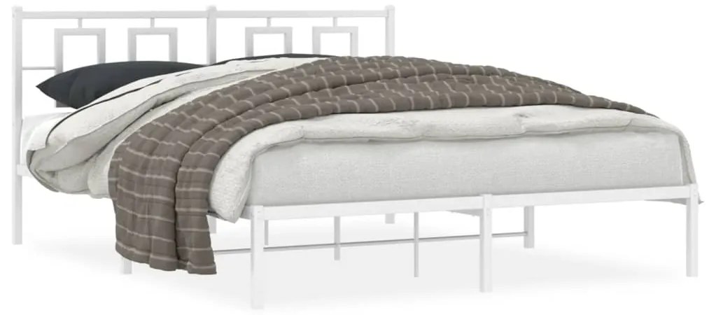 Estrutura de cama com cabeceira 150x200 cm metal branco