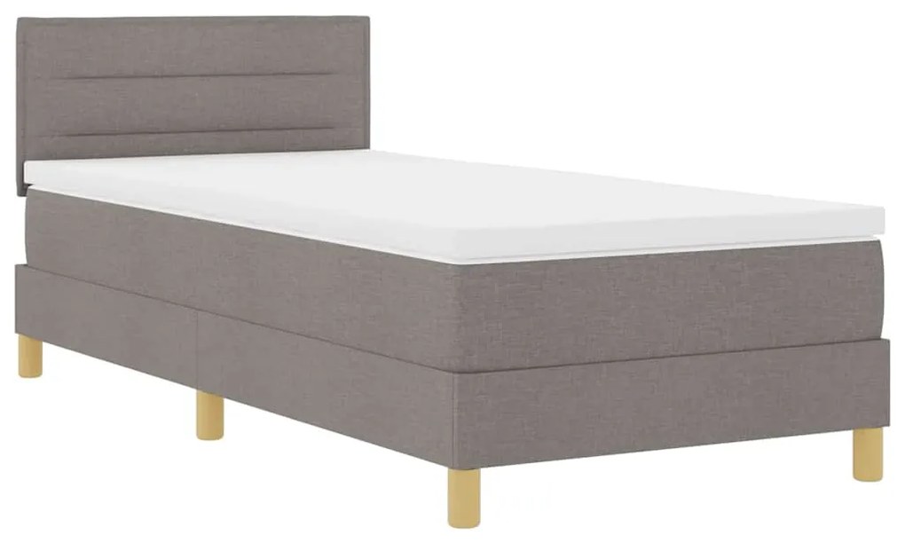 Cama Box com Colchão e LED Taupe 80x200 cm Tecido