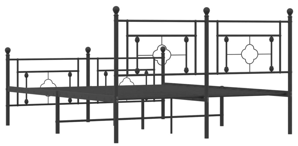 Estrutura de cama com cabeceira e pés 150x200 cm metal preto