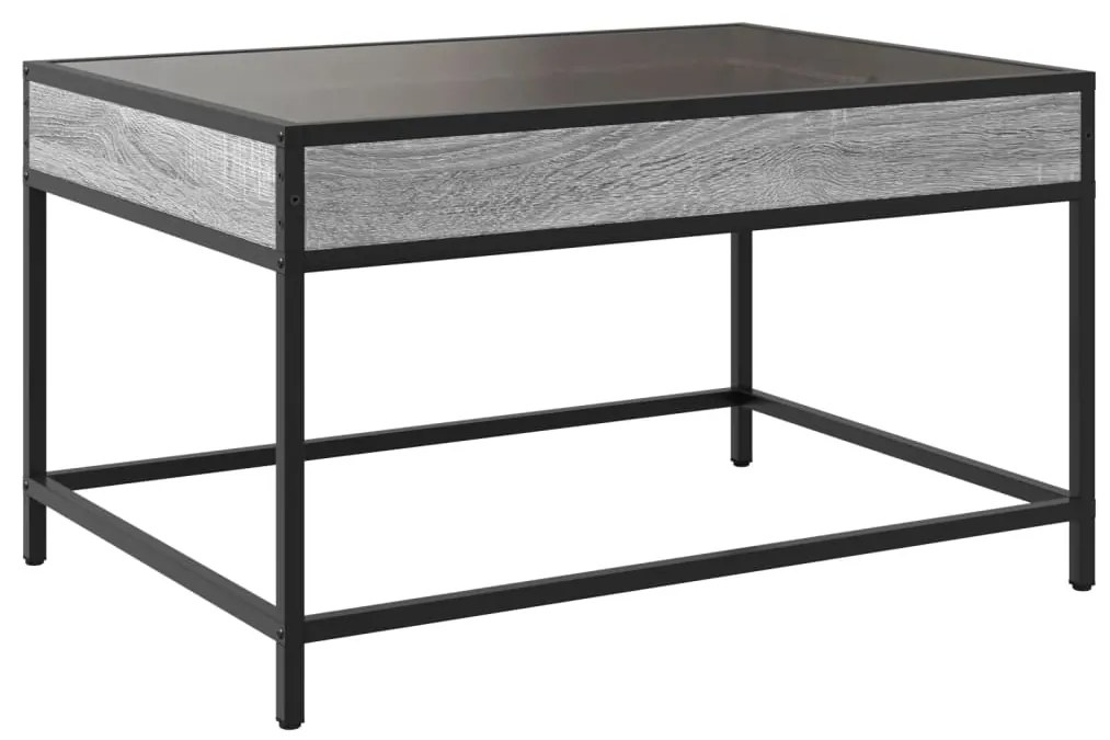 Mesa de centro luzes LED Infinity 70x50x41 cm cinzento sonoma