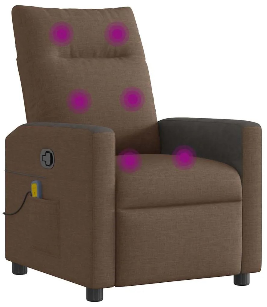 Poltrona de massagens reclinável tecido castanho