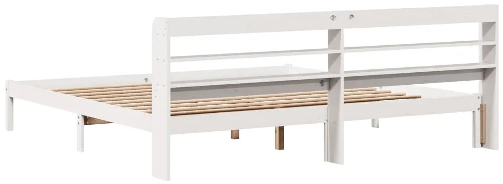 Cama sem colchão 200x200 cm madeira de pinho maciça branco
