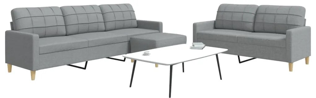 vidaXL 3 pcs conjunto de sofás com apoio de pés tecido cinzento-claro