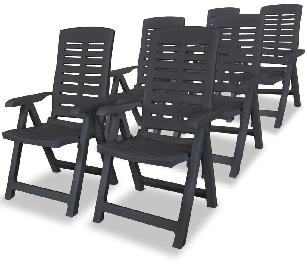 vidaXL Cadeiras de jardim reclináveis 6 pcs plástico antracite