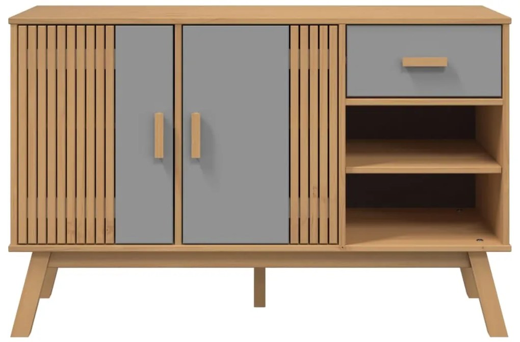 Aparador OLDEN 114x43x73,5 cm pinho maciço cinzento e castanho
