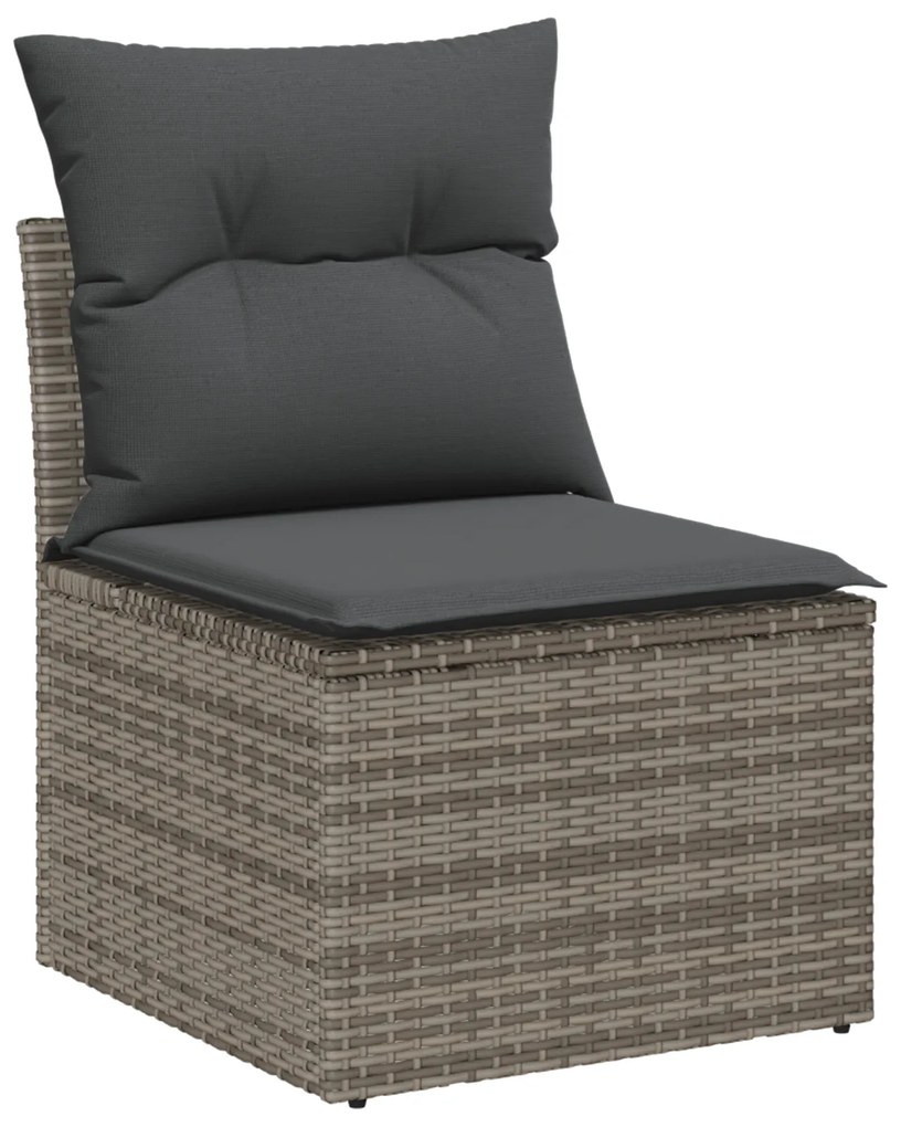 Conjunto de Sofá de Jardim vidaXL de 5 peças com Almofadas Cinza Polir
