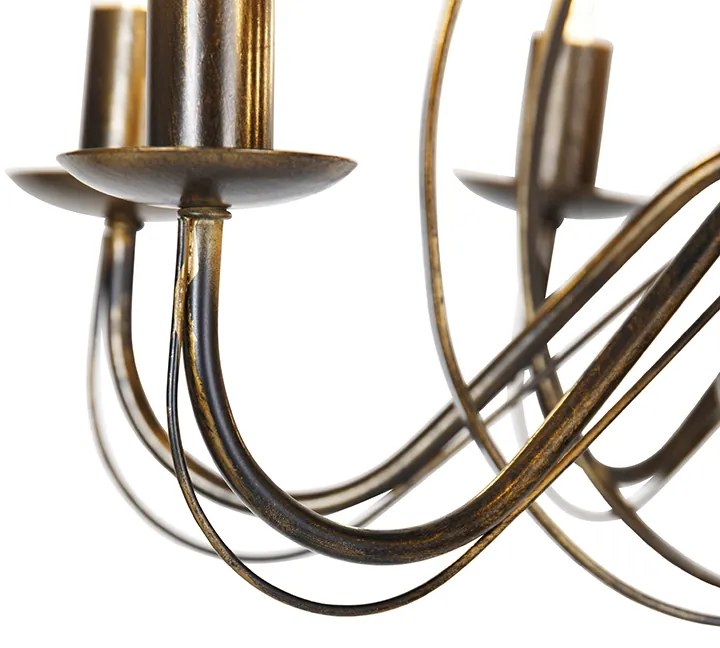 Candeeiro de candelabros clássico dourado antigo 8 luzes - Giuseppe Art Deco