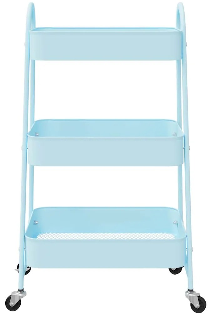 Carrinho de arrumação 3 camadas 42x41,5x77 cm aço azul