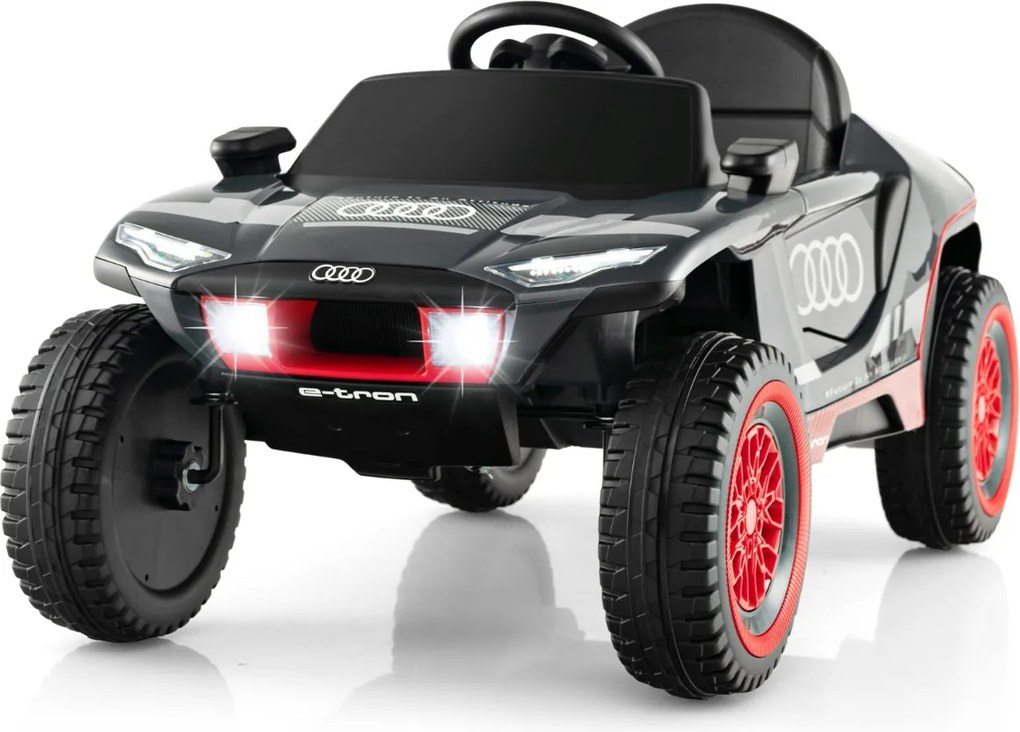 Carro elétrico para crianças Audi 12V com controle remoto Luzes LED 4 molas de suspensão para crianças com mais de 3 anos Cinza
