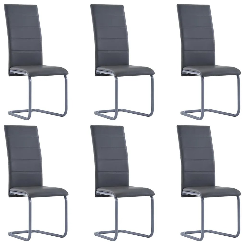 vidaXL Cadeiras de jantar cantilever 6 pcs couro artificial cinzento