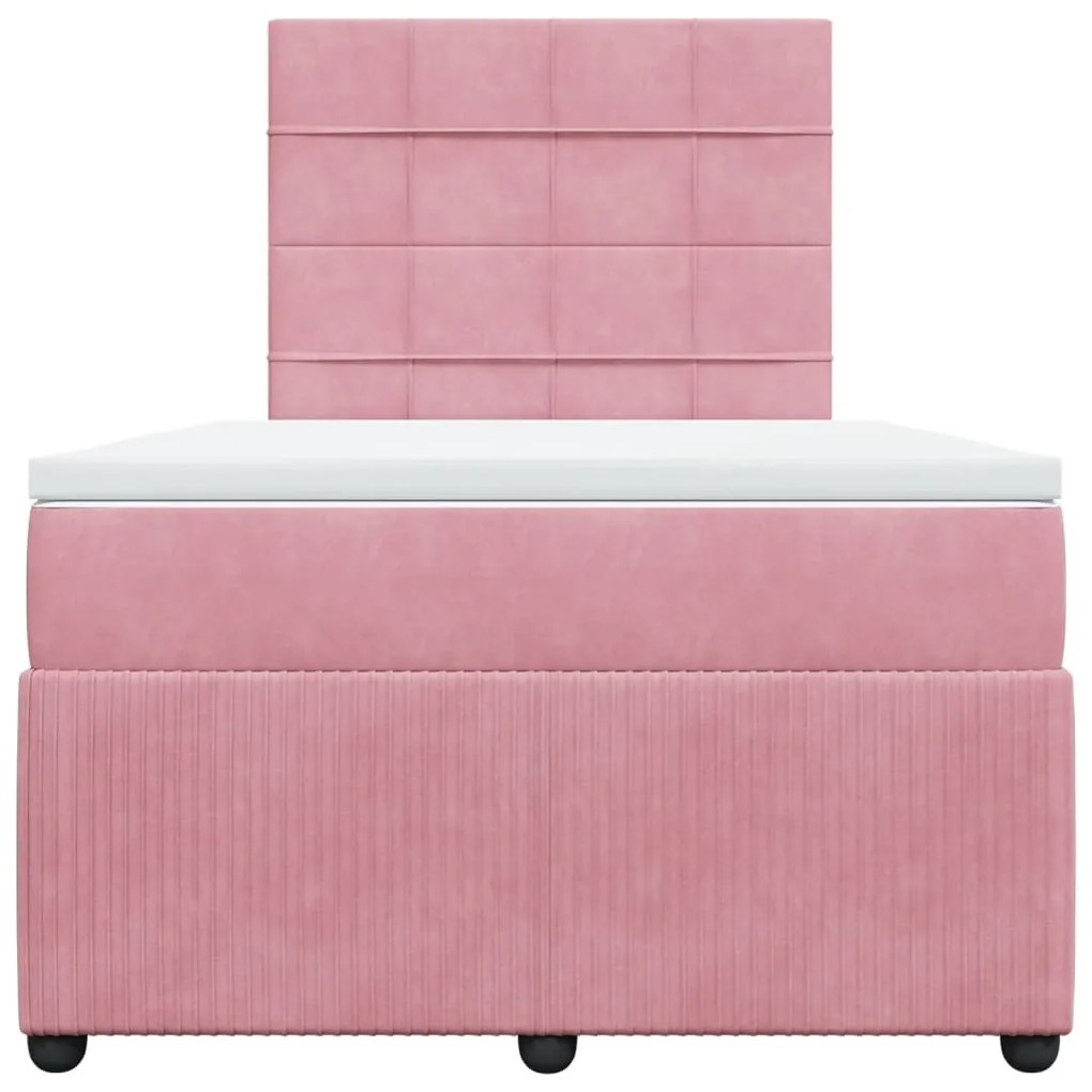 Cama boxspring com colchão 120x200 cm veludo rosa