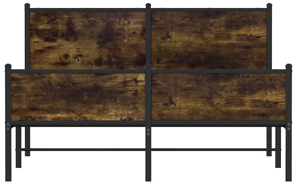 Estrutura de cama sem colchão 137x190 cm metal carvalho fumado