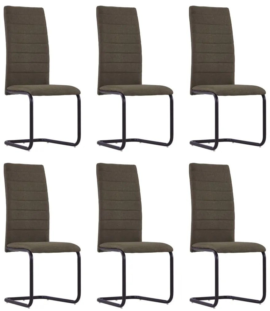 vidaXL Cadeiras de jantar cantilever 6 pcs tecido castanho