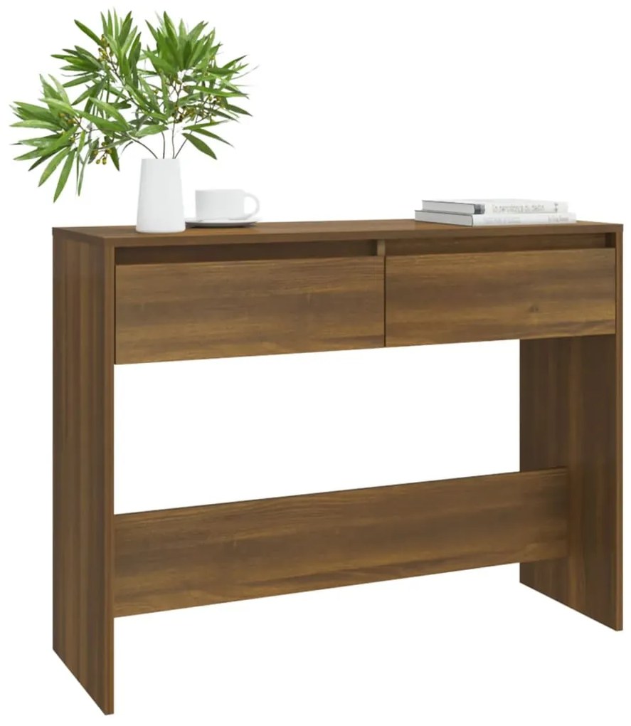 Mesa consola 100x35x76,5 cm derivados madeira carvalho castanho