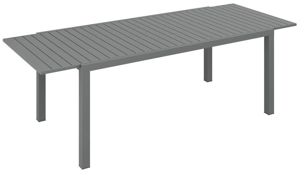 Outsunny Mesa de Jardim Extensível Mesa de Terraço Retangular para 6-8 Pessoas Capacidade 50 kg 180/240x94x73 cm Cinza Escuro