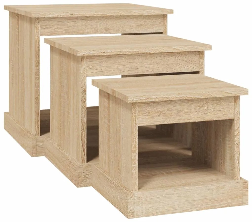 Mesas de centro 3 pcs derivados de madeira carvalho sonoma