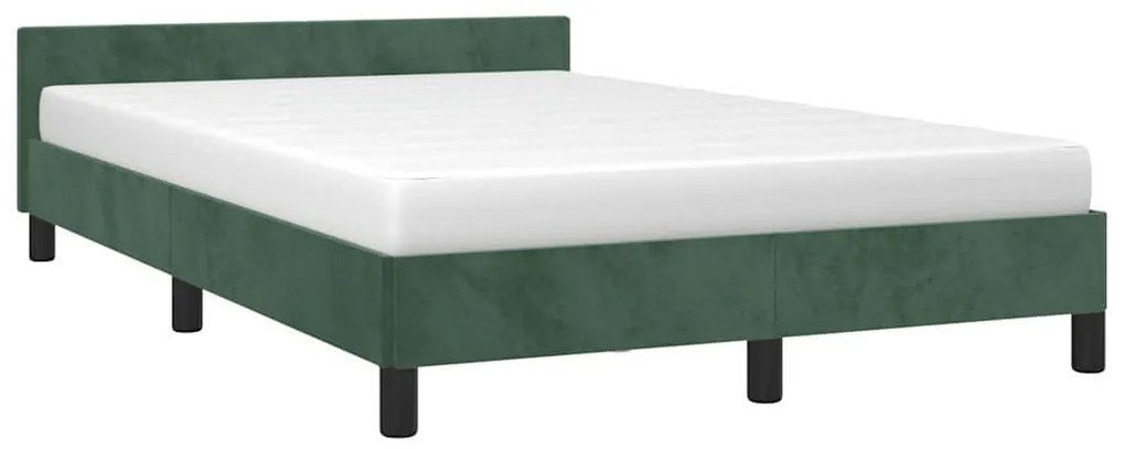 Estrutura de cama sem colchão 120x200 cm veludo verde-escuro