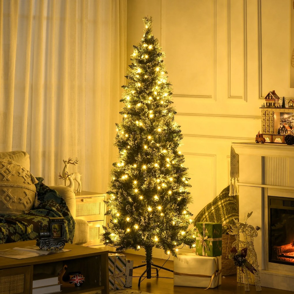 HOMCOM Árvore de Natal Artificial 180 cm com 240 Luzes LED Árvore de N