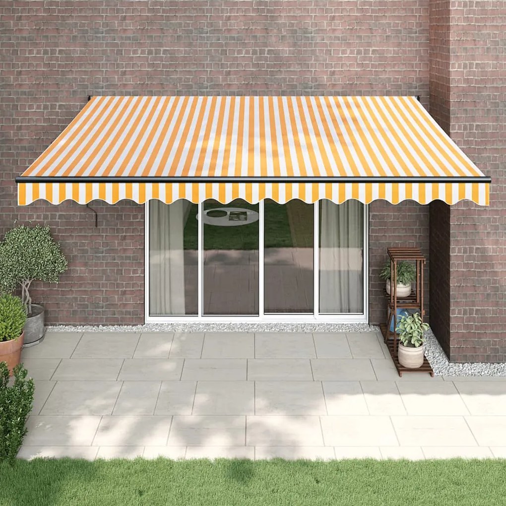 Toldo retrátil automático 4x3 m amarelo e branco