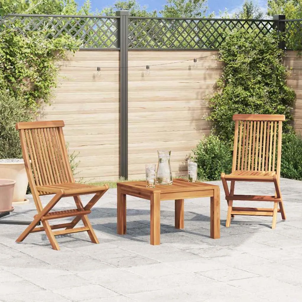vidaXL Cadeiras de jardim dobráveis 2 pcs madeira teca maciça
