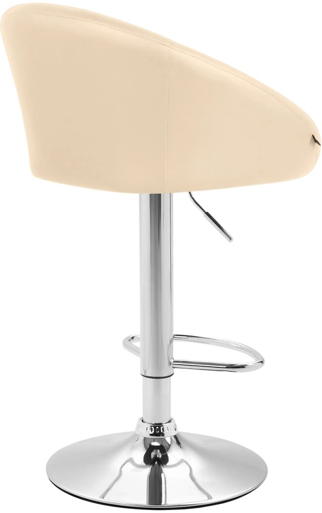Banco de bar Miami em couro sintético e com estrutura cromada 55 x 86-106 x 51 cm Creme