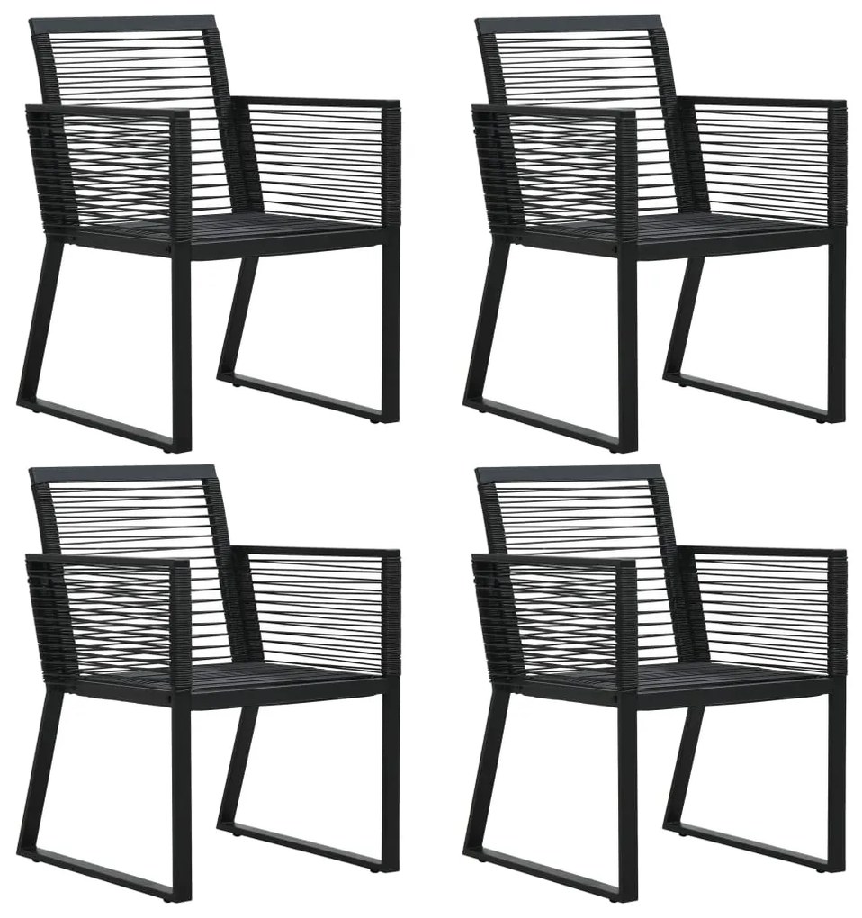 vidaXL Cadeiras de jardim 4 pcs vime em corda preto