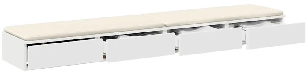 Gavetas de Cama Brancas 200x36,5x16,5 cm Madeira Consolidade