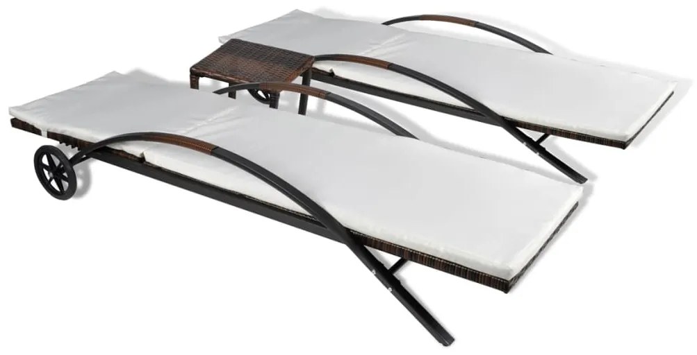Espreguiçadeiras com mesa vime PE castanho