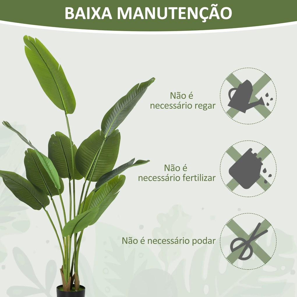 Planta Artificial Decorativa 160 cm Bananeira Artificial com Vaso e Folhas para Interior Casa Sala de Estar Escritório Verde