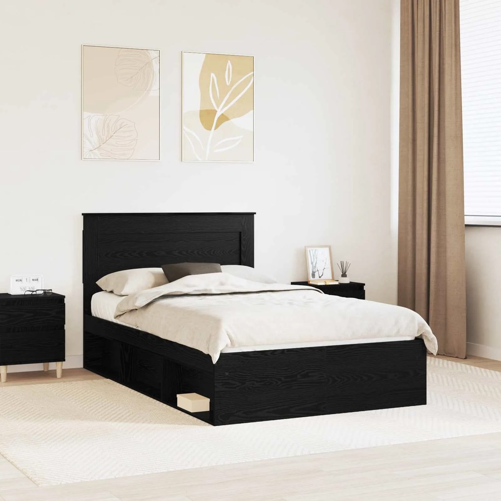 vidaXL Estrutura da Cama Preto 120 x 190 cm Madeira de Pinheiro Sólida