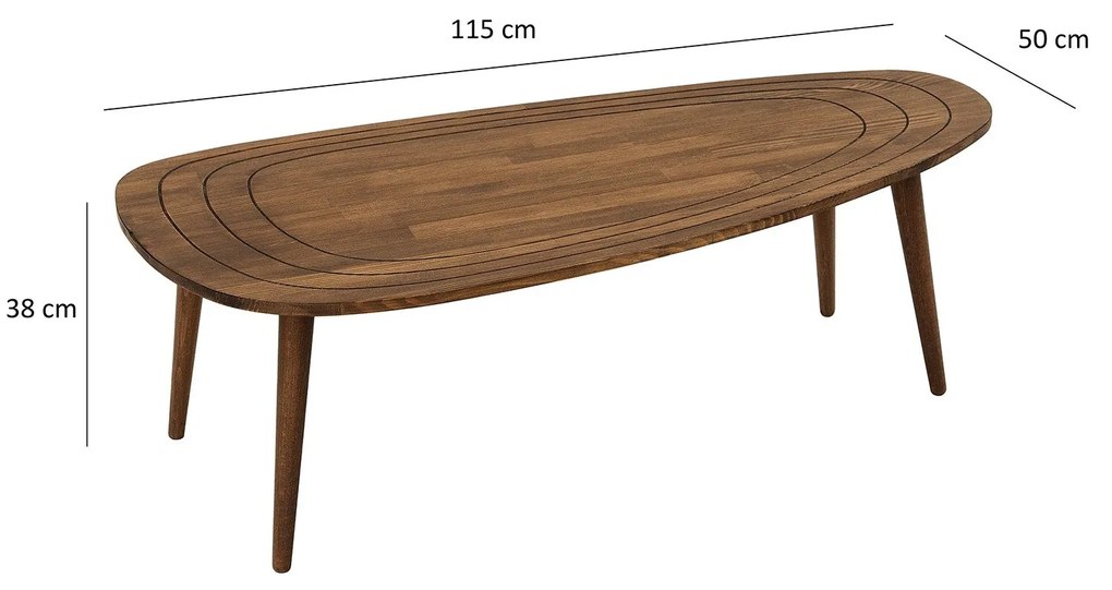Mesa de Café Sweet - Cor Nogueira - 115x38x50 cm