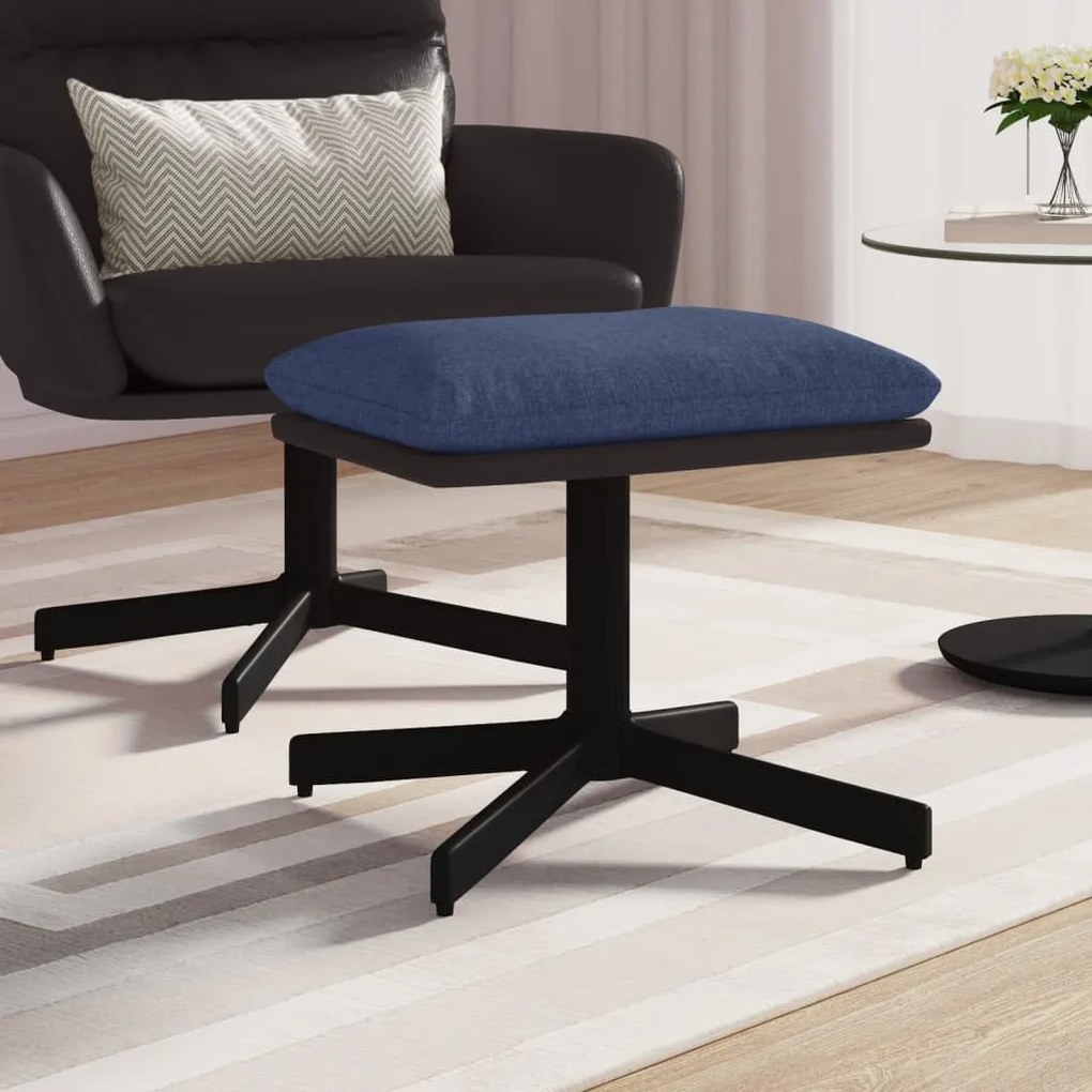 vidaXL Apoio de pés 60x60x36 cm tecido/couro artificial azul