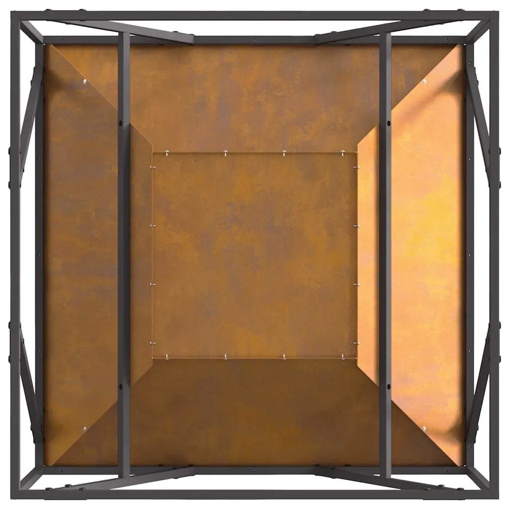 Fogo Pit Quadrado 80x80x40 cm Aço Envelhecido