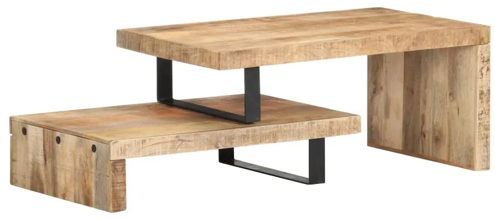 2 pcs conjunto de mesas de centro madeira de mangueira maciça