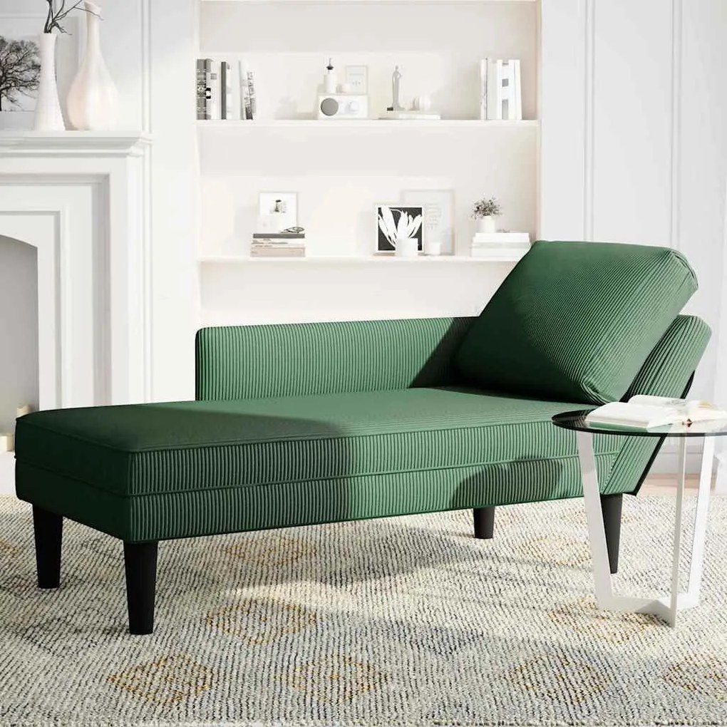 Chaise lounge com almofada tecido corduroy selva verde