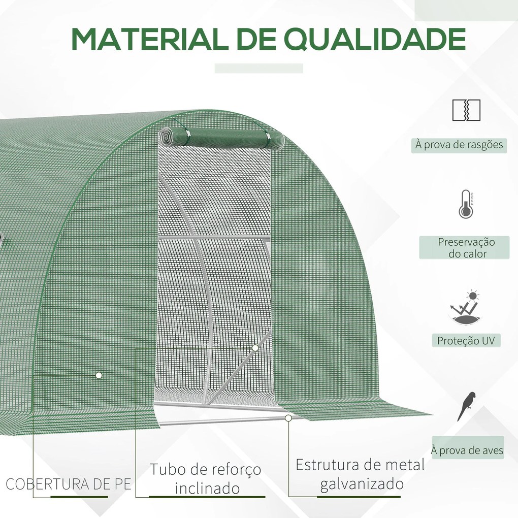 Estufa Tipo Túnel 4,5x3x2 m Estufa de Exterior com Paredes Laterais En