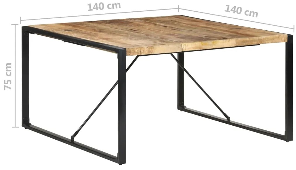 Mesa de jantar 140x140x75 cm madeira de mangueira áspera