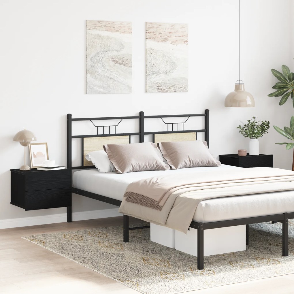 Conjuntos de Camas de Cabeceira vidaXL 2 pcs Carvalho Preto 40x30x30 c