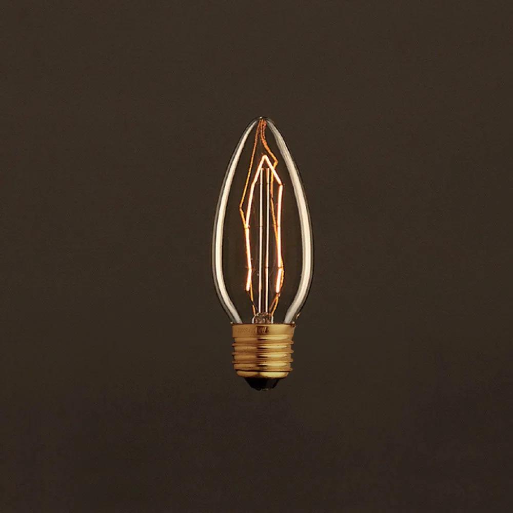 Vintage Golden Light Bulb Candle C35 Carbon Filament ZigZag 25W E27 Dimmable 2000K