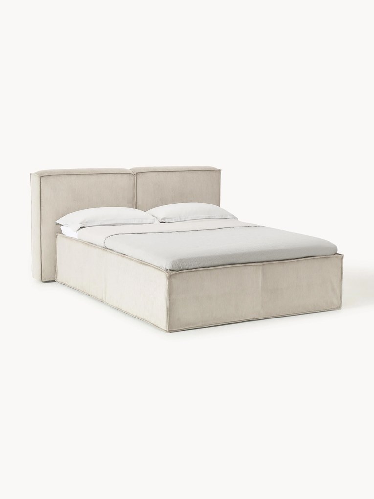 Cama de casal em bombazina Lennon
