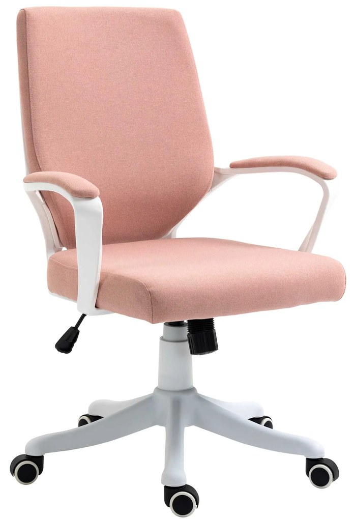 Cadeira de Escritório Ergonómica Giratória e com Altura Ajustável e Suporte Lombar 62x69x92-102 cm Rosa