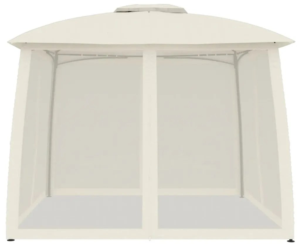 Gazebo com teto duplo e paredes de malha 2,93x2,93 m aço creme