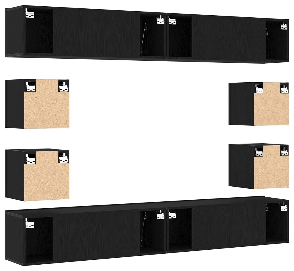 Conjunto de armários para TV vidaXL de 6 peças em carvalho preto monta